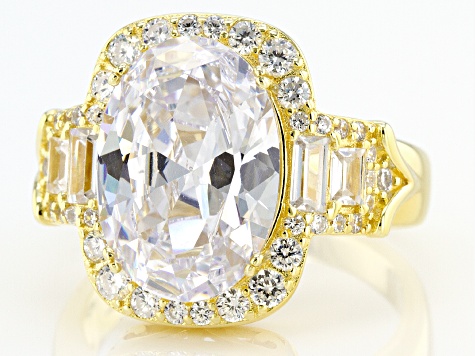 White Cubic Zirconia Eterno 18k Yellow Gold Over Sterling Silver Ring 9.65ctw