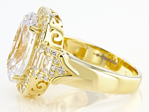 White Cubic Zirconia Eterno 18k Yellow Gold Over Sterling Silver Ring 9.65ctw