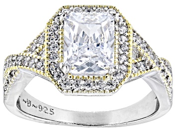 Picture of White Cubic Zirconia Rhodium And 14k Yellow Gold Over Sterling Silver Ring 3.03ctw
