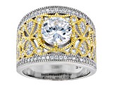 White Cubic Zirconia Rhodium and 14K Yellow Gold Over Sterling Silver Ring 3.94ctw