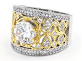 White Cubic Zirconia Rhodium and 14K Yellow Gold Over Sterling Silver Ring 3.94ctw