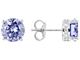Blue And White Cubic Zirconia Platinum Over Sterling Silver Jewelry Set 12.19ctw