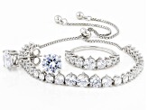 White Cubic Zirconia Rhodium Over Sterling Silver Jewelry Set 15.60ctw