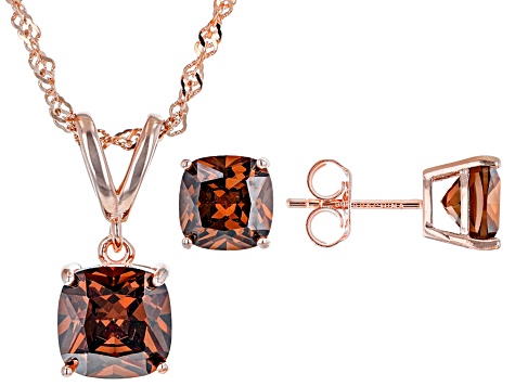 Mocha Cubic Zirconia Eterno 18k Rose Gold Over Sterling Silver Jewelry Set  - BCO114
