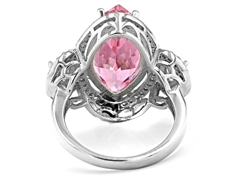 Pink And White Cubic Rhodium Over Sterling Silver Ring 12.54ctw