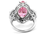 Pink And White Cubic Rhodium Over Sterling Silver Ring 12.54ctw