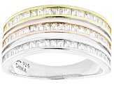 White Cubic Zirconia Rhodium And 14k Yellow And Rose Gold Over Sterling Silver Ring 1.44ctw