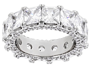 Picture of White Cubic Zirconia Rhodium Over Sterling Silver Eternity Band Ring 15.13ctw