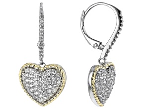 White Cubic Zirconia Rhodium And 14k Yellow Gold Over Sterling Silver Earrings 1.62ctw
