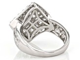 White Cubic Zirconia Platinum Over Sterling Silver Ring 3.38ctw