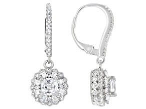 White Cubic Zirconia Rhodium Over Sterling Silver Earrings 3.27ctw