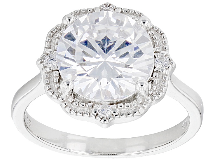 アクセサリー Ync White Cubic Zirconia Rhodium Over Sterling Silver Ring 6.04