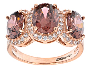 Picture of Blush And White Cubic Zirconia 18k Rose Gold Over Sterling Silver Ring 6.97ctw
