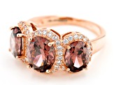 Blush And White Cubic Zirconia 18k Rose Gold Over Sterling Silver Ring 6.97ctw