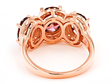 Blush And White Cubic Zirconia 18k Rose Gold Over Sterling Silver Ring 6.97ctw