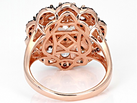 Mocha And White Cubic Zirconia 18k Rose Gold  Over Sterling Silver Ring 6.62ctw