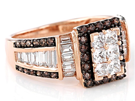 White And Mocha Cubic Zirconia 18k Rose Gold Over Sterling