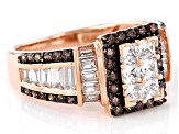 White And Mocha Cubic Zirconia 18k Rose Gold Over Sterling Silver Ring 2.72ctw