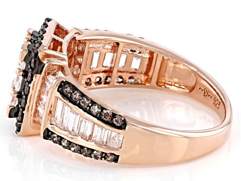 White And Mocha Cubic Zirconia 18k Rose Gold Over Sterling