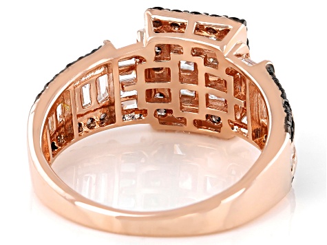 White And Mocha Cubic Zirconia 18k Rose Gold Over Sterling Silver Ring 2.72ctw