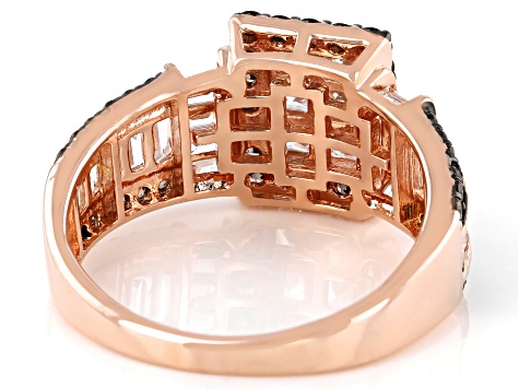 White And Mocha Cubic Zirconia 18k Rose Gold Over Sterling