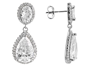 White Cubic Zirconia Rhodium Over Sterling Silver Earrings 11.73ctw