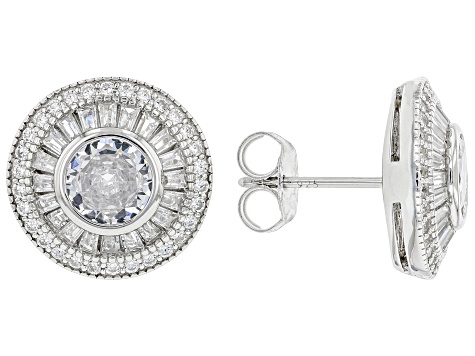 White Cubic Zirconia Rhodium Over Sterling Silver Earrings 3.67ctw
