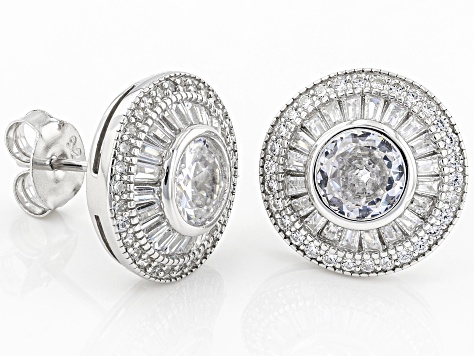 White Cubic Zirconia Rhodium Over Sterling Silver Earrings 3.67ctw