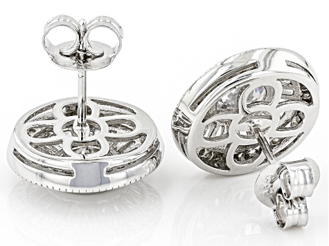 White Cubic Zirconia Rhodium Over Sterling Silver Earrings 3.67ctw