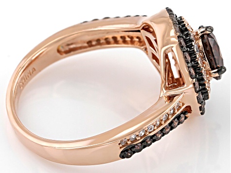 Mocha And White Cubic Zirconia Black Rhodium Over Silver and 18k Rose Gold Over Silver Ring 2.84ctw