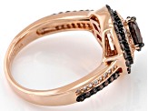 Mocha And White Cubic Zirconia Black Rhodium Over Silver and 18k Rose Gold Over Silver Ring 2.84ctw