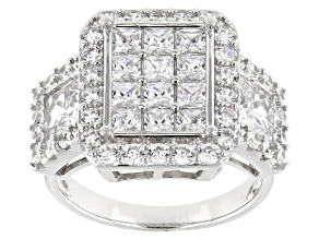 White Cubic Zirconia Rhodium Over Sterling Silver Ring 5.17ctw