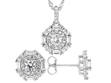 Picture of White Cubic Zirconia Rhodium Over Sterling Silver Jewelry Set 3.93ctw