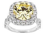 Yellow And White Cubic Zirconia Rhodium Over Sterling Silver Ring 13.97ctw