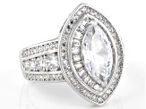 White Cubic Zirconia Rhodium Over Sterling Silver Ring 4.73ctw