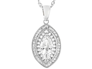 Picture of White Cubic Zirconia Rhodium Over Sterling Silver Pendant With Chain 3.58ctw