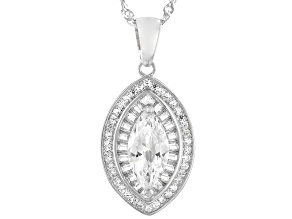 White Cubic Zirconia Rhodium Over Sterling Silver Pendant With Chain 3.58ctw