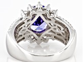 Blue And White Cubic Zirconia Platinum Over Sterling Silver Ring