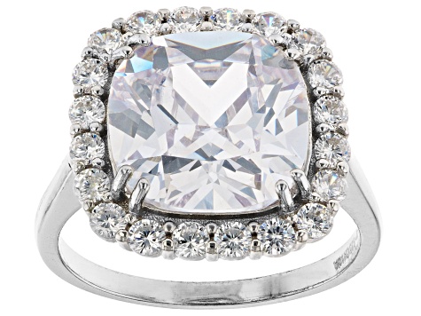 White Cubic Zirconia Rhodium Over Sterling Silver Ring 11.87ctw