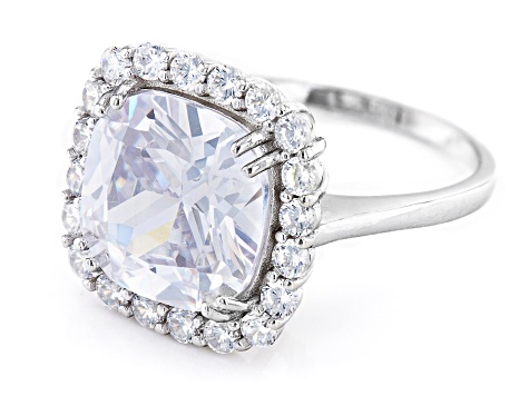 White Cubic Zirconia Rhodium Over Sterling Silver Ring 11.87ctw