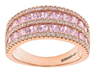 Pink And White Cubic Zirconia 18k Rose Gold Over Sterling Silver Ring 3.18ctw