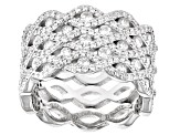 White Cubic Zirconia Rhodium Over Sterling Silver Ring 3.35ctw