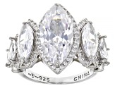 White Cubic Zirconia Rhodium Over Sterling Silver Ring 10.41ctw