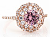 Blush And White Cubic Zirconia 18k Rose Gold Over Sterling Silver Ring