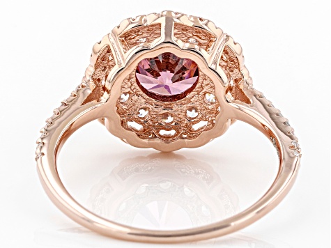 Blush And White Cubic Zirconia 18k Rose Gold Over Sterling Silver Ring