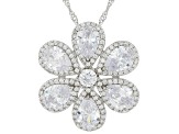 White Cubic Zirconia Rhodium Over Sterling Silver Pendant With Chain 6.68ctw