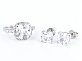 White Cubic Zirconia Rhodium Over Sterling Silver Ring And Earrings Set 13.14ctw