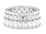 White Cubic Zirconia Rhodium Over Sterling Silver Ring Set 9.32ctw