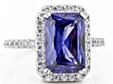 Blue And White Cubic Zirconia Rhodium Over Sterling Silver Ring 6.81ctw