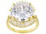 White Cubic Zirconia 18k Yellow Gold Over Sterling Silver Ring 18.02ctw